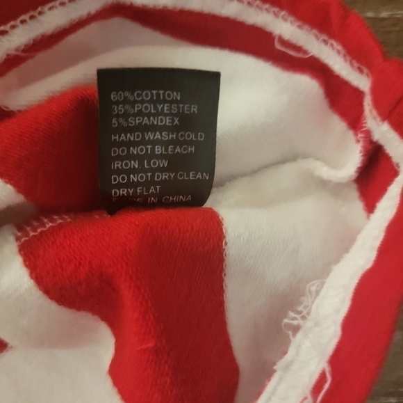 POL Red and White Striped distressed long crop tee Size‎ Large - Picture 5 of 8